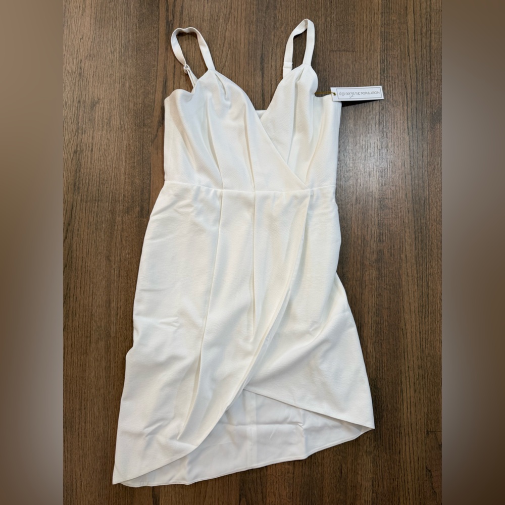 NEW Dress the Population Owen Asymmetrical Tulip-Hem Dress-Size Large-Off-White